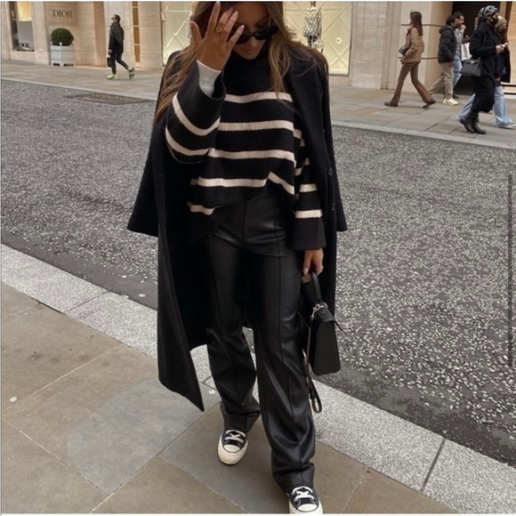 Zara Full Length High Rise Francoise Faux Leather Pants - Picture 4 of 8